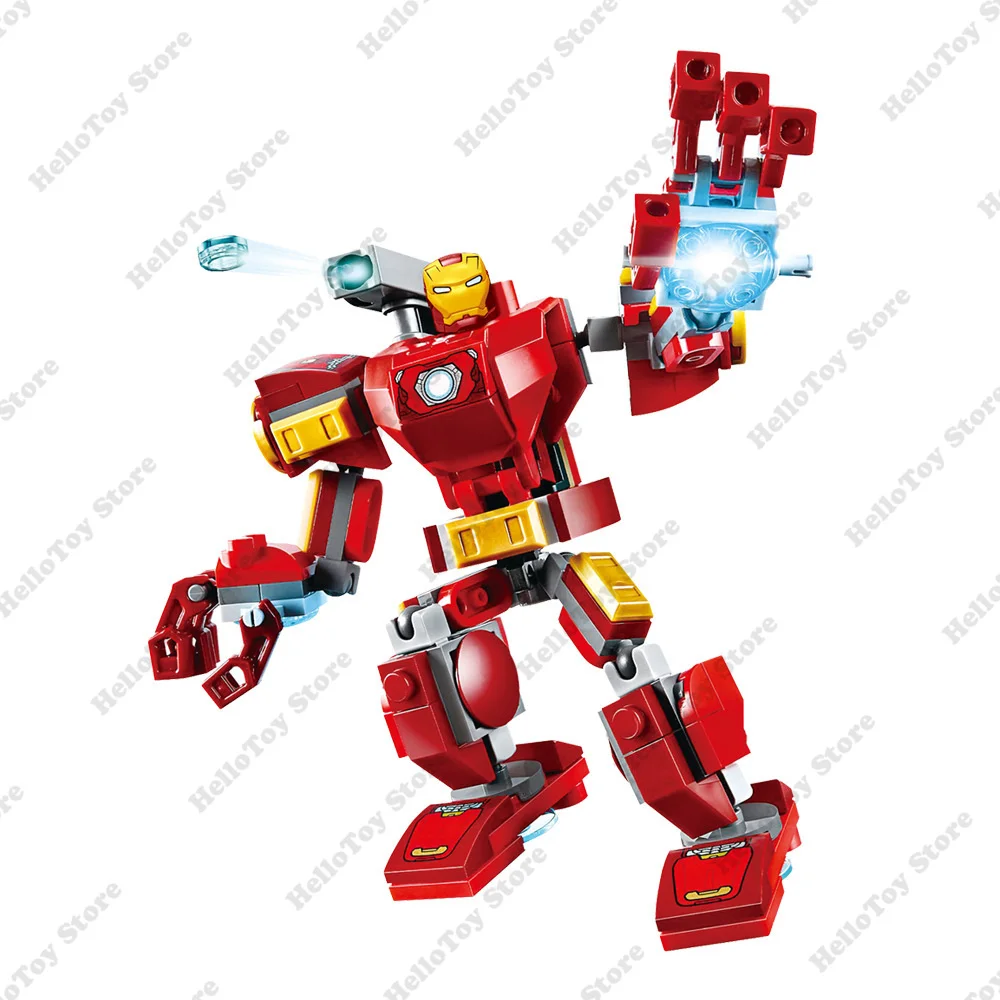 Bloques de construcción de los vengadores de Marvel para niños, juguete de ladrillos para armar Robot de combate, con diseño clásico de superhéroe,