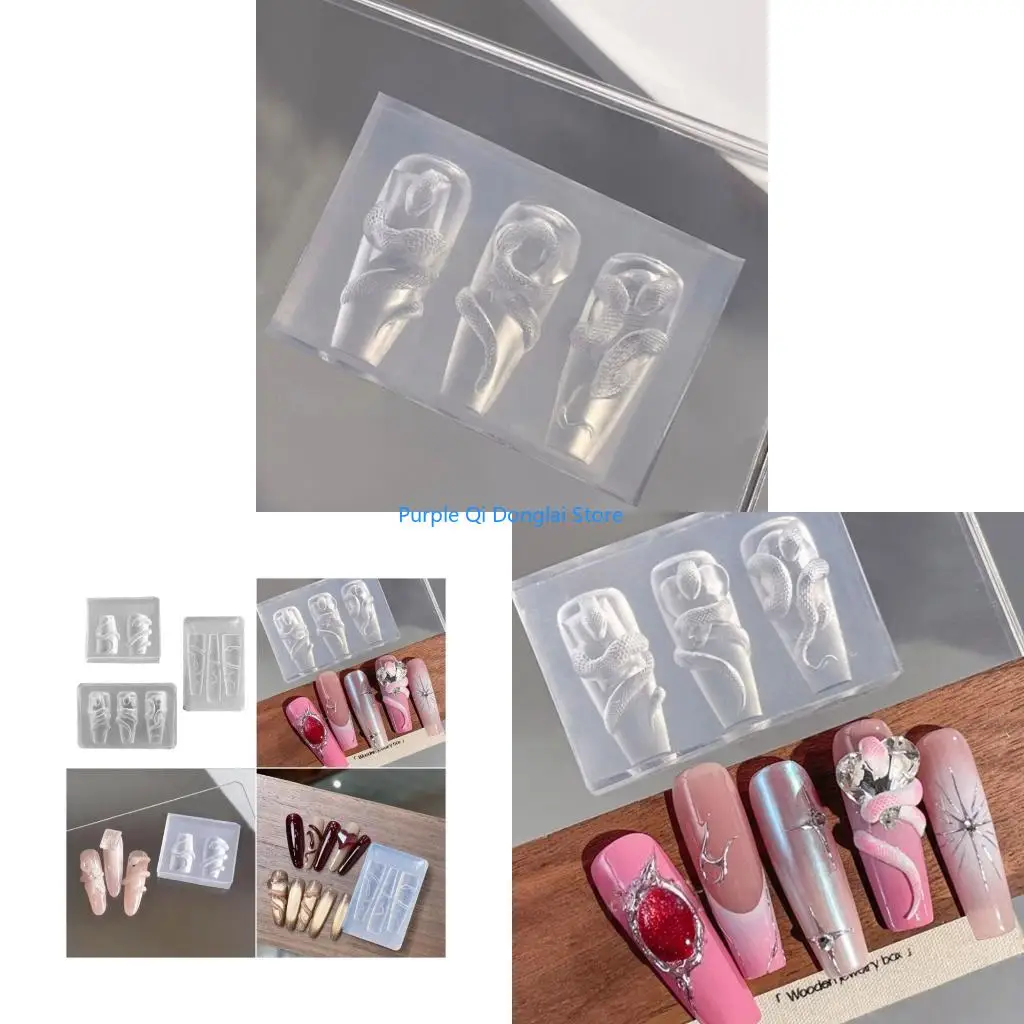 L21E 3D Snake Design Flexible Silicone Molds Trio For Custom Art Jewelry Making