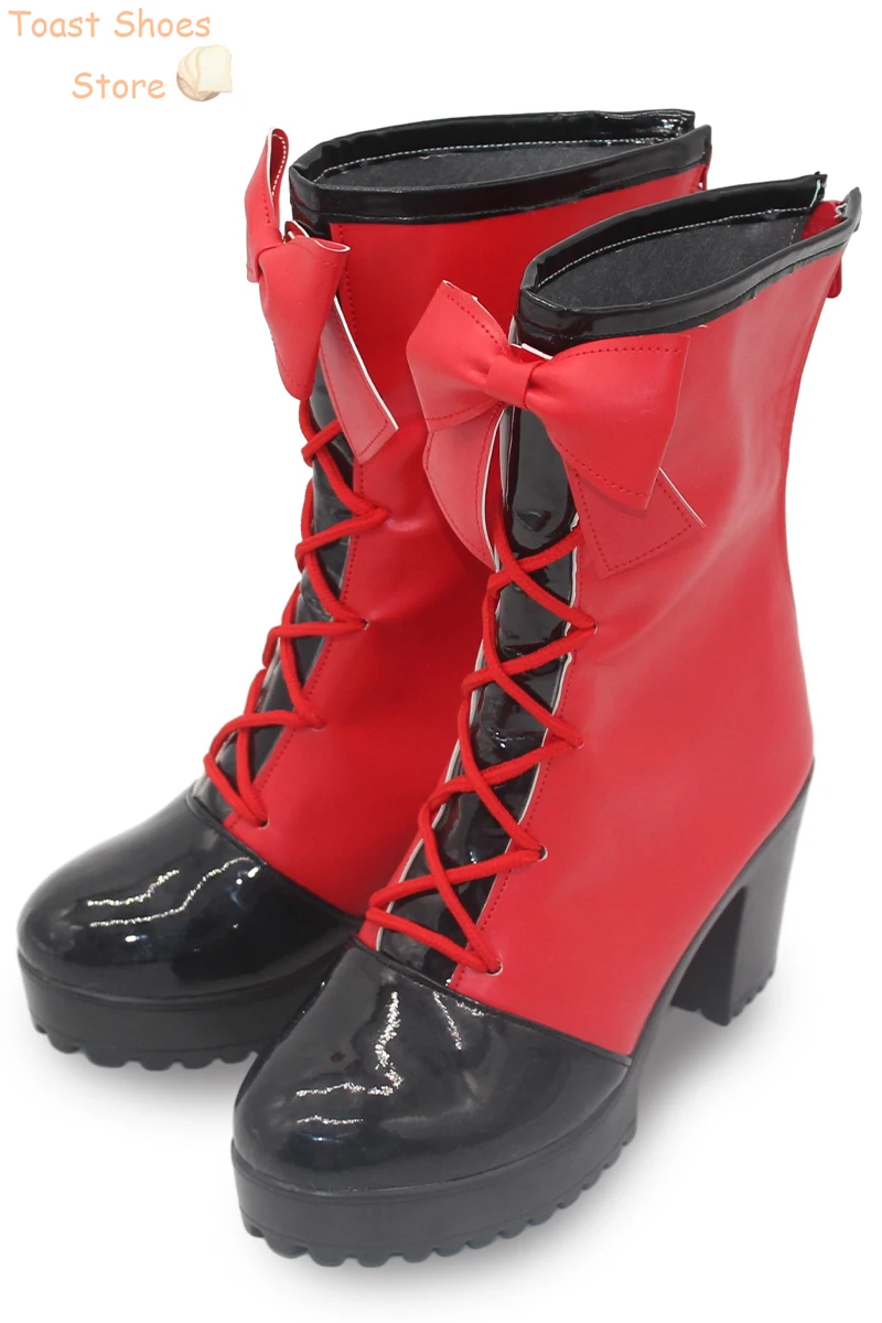 Bottes de Carnaval d'Halloween en Cuir PU, Chaussures de Cosplay Anime, au Pays de Prière, Accessoires de Costume