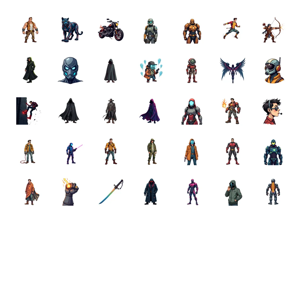 35pcs Comic Sci-fi Stickers Futuristic Adventure Graffiti Decals PVC Sticker For Fridge Suitcase Laptop