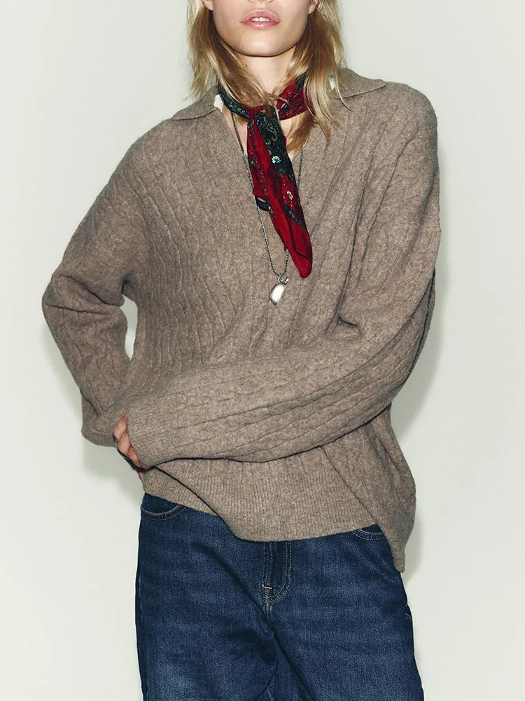 

Faionable Long Sve Knitted Ne Sweater New Arrival Winter 2025 Women's Casual Loose Fit Knitted Garment