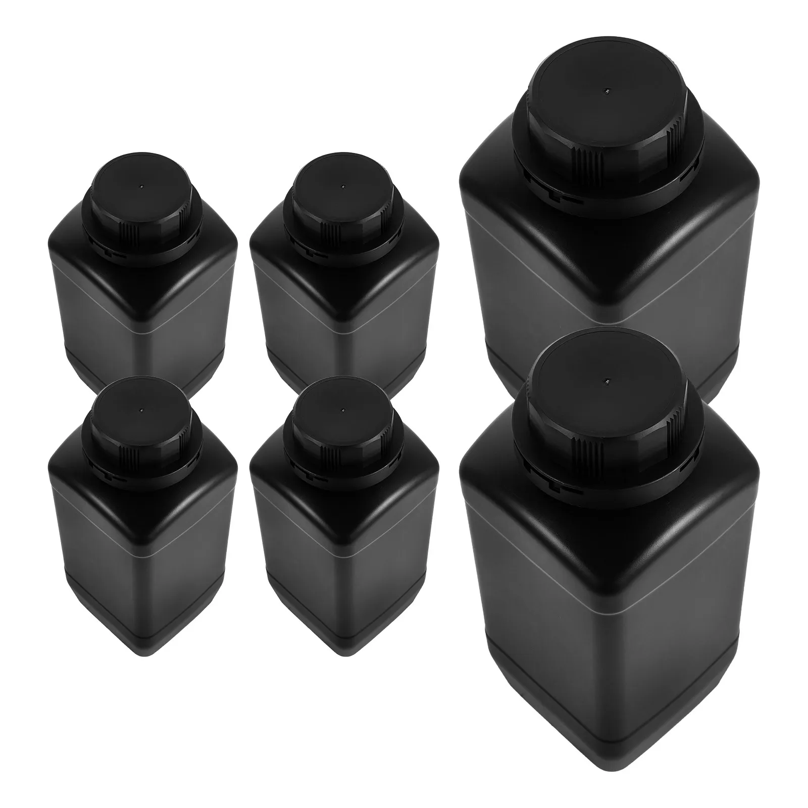6Pcs Black 1.5L Wide Mouth Reagent Bottles Square Leak Proof Chemical Storage Bottles for Lab Solid Reagents Polypropylene Lab