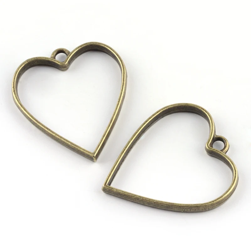 Rack Plating Alloy Heart Open Back Bezel Pendants For DIY UV Resin Epoxy Resin Pressed Flower Jewelry Cadmium Free Nickel Free