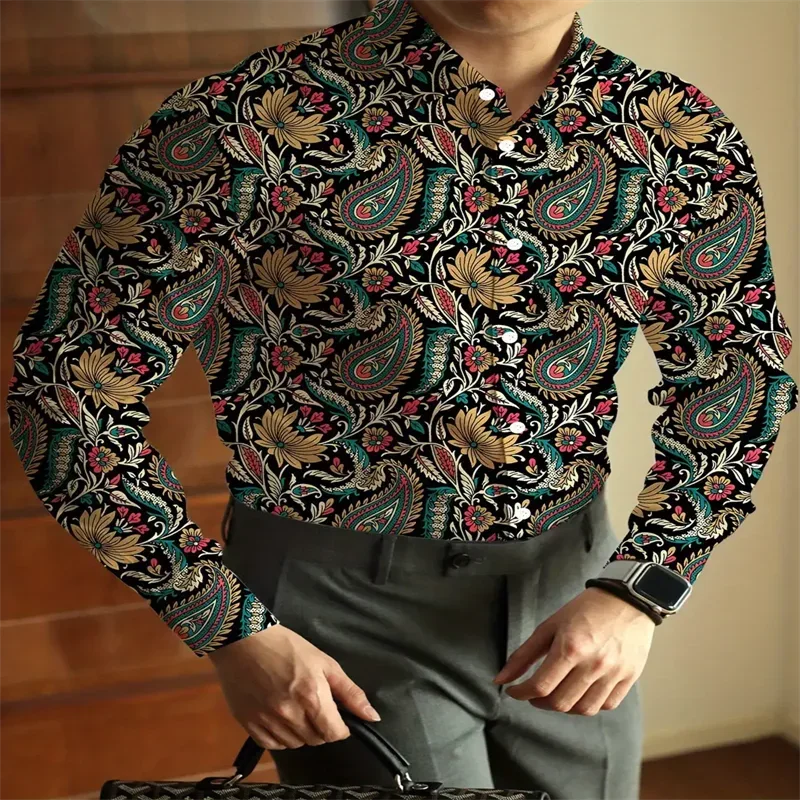 Men's Paisley Print Shirt Casual Street Fashion Shirt Summer Fashion Outing Festival Men's Shirt Comfortable and Soft