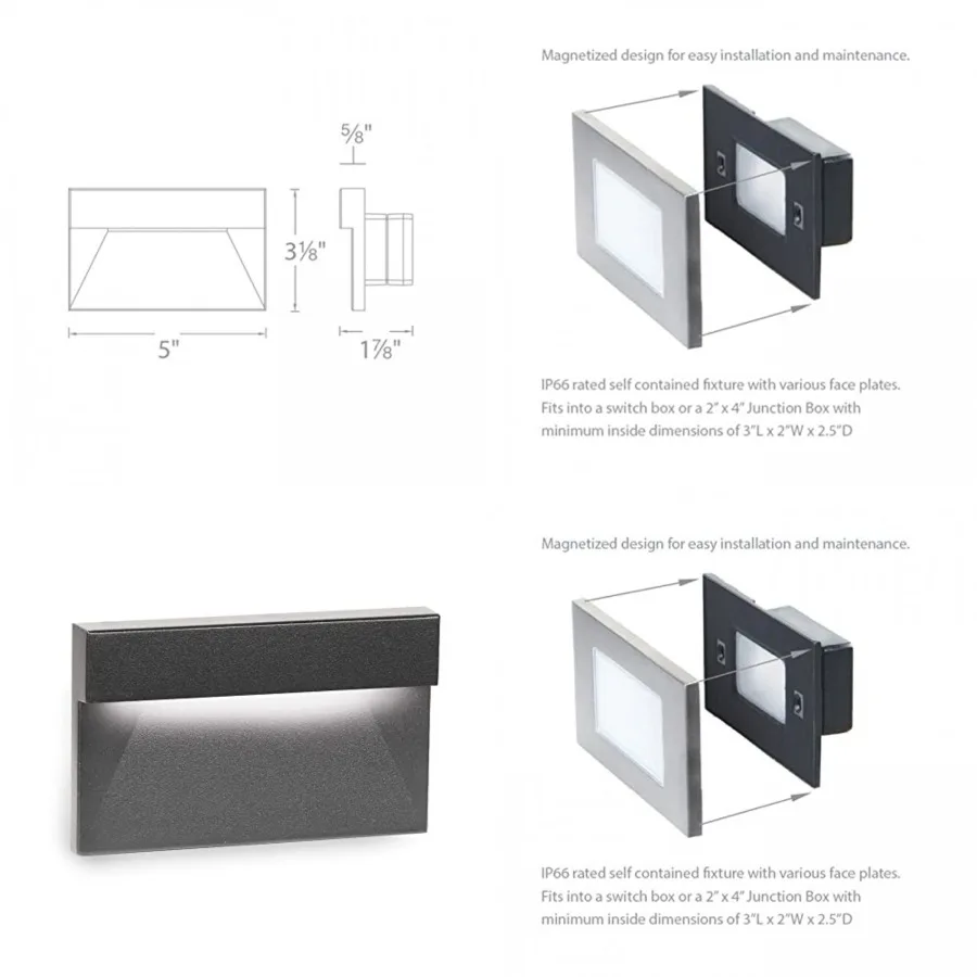 

WAC Landscape Lighting, LEDme 120V LED Horizontal Ledge Indoor and Outdoor Step and Wall Light 3000K Built-in LED in