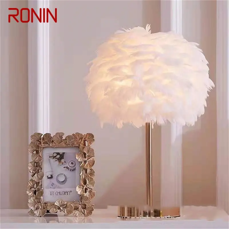 

RONIN Creative Table Lamps Feather Desk Light Contemporary for Living Room Bed Room Decoration