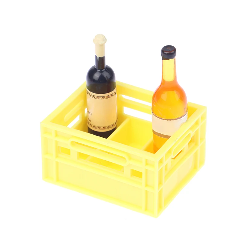 Cesta en miniatura para casa de muñecas 1:12, cesta de almacenamiento de bebidas, modelo de cesta de cerveza/café, decoración de cocina, accesorios para casa de muñecas de juguete