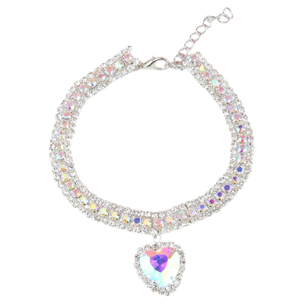 Dog Shiny Rhinestone Collar Cat Heart Diamond Jewelry Necklace Pet Bling Princess Collar Puppy Supplies Accessories,D