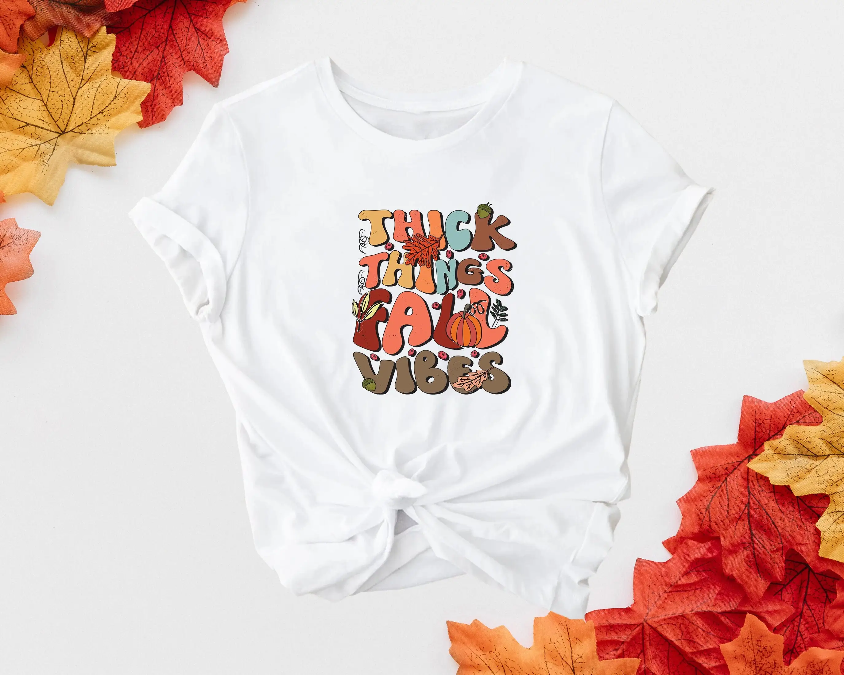 Thick Things Fall Vibes T Shirt Autumn Season Halloween For