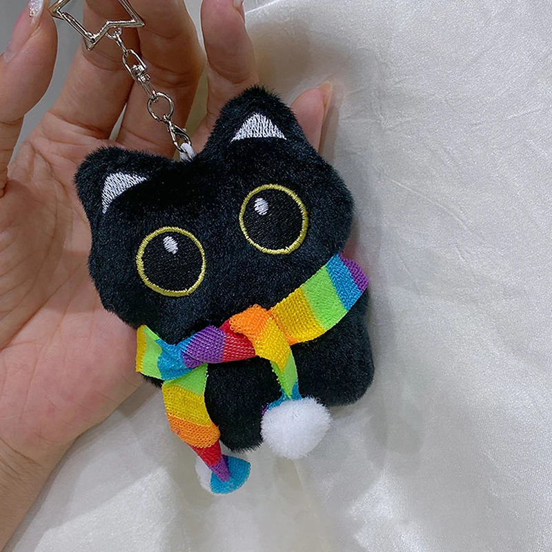 

Cute Cartoon Black Cat Doll Keychain Pendant Backpack Hanging Ornaments Car Keyring Kids Gift
