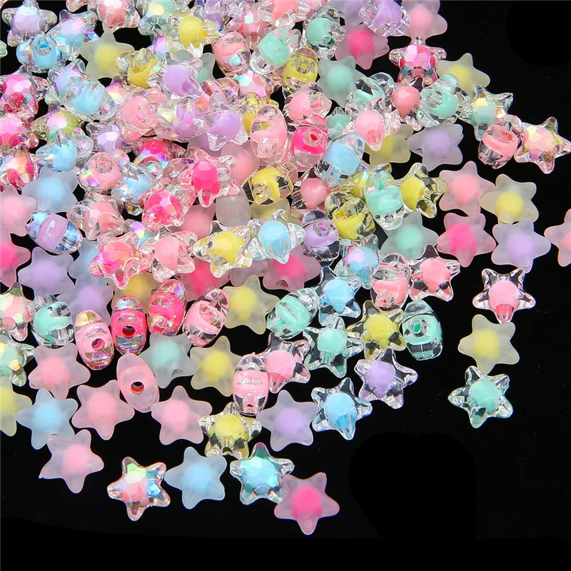 

50/100pcs Star Bracelet Beaded Accessories Colorful Spacer Loose Beads For DIY Necklace Earring Jewelry Making Findings