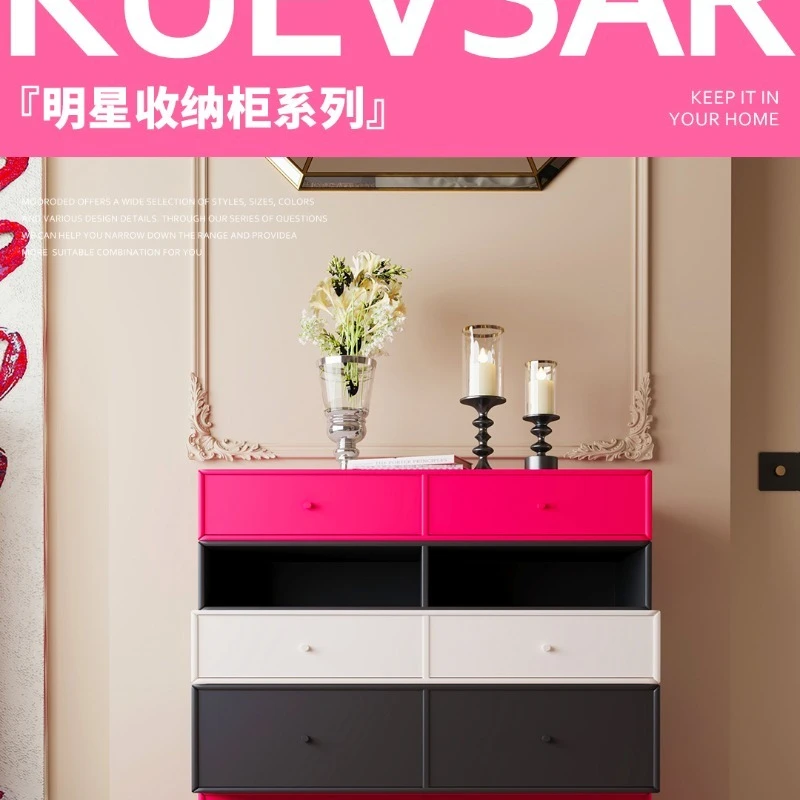 Bucket cabinet, dopamine panda stacking cabinet, cream wind, entrance cabinet against the wall