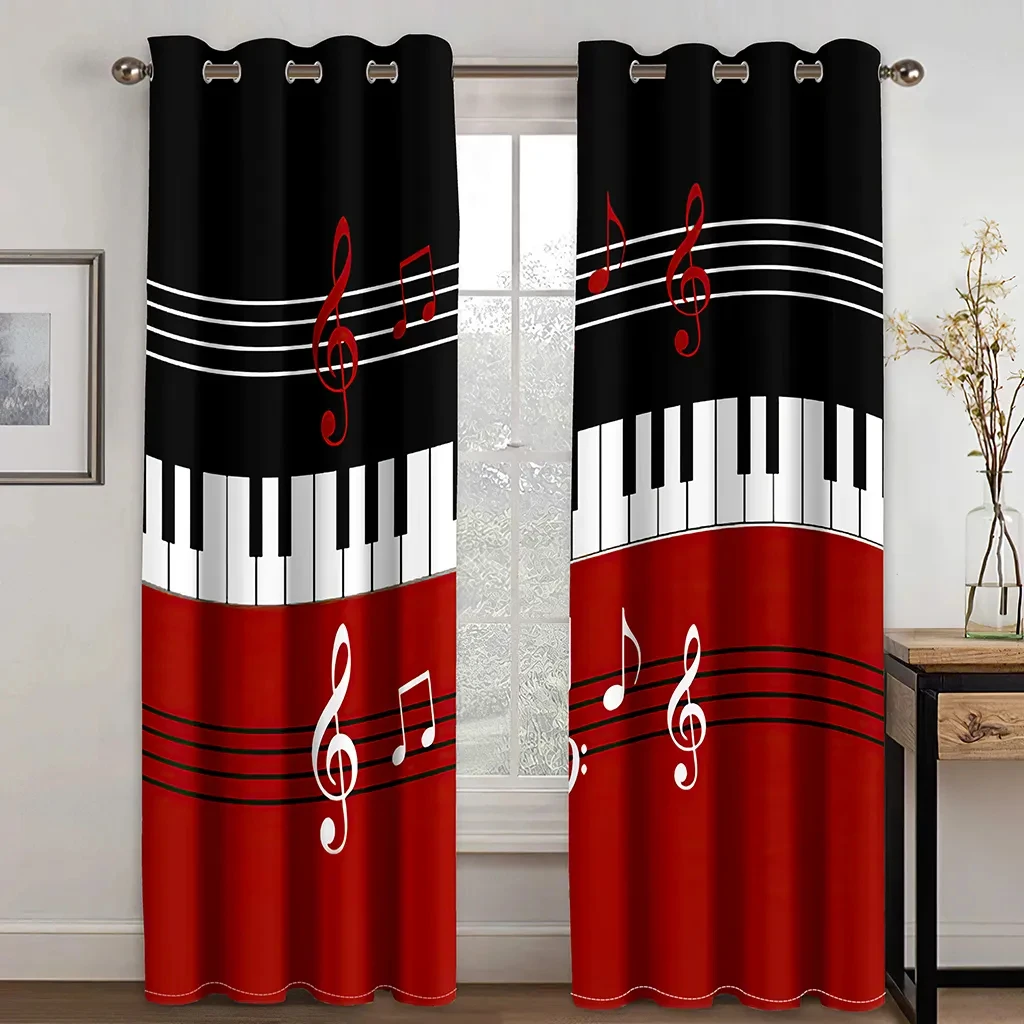 

Piano Keys Music Symbol Art Curtains 2 Panels Music Lovers Home Decor Curtains Living room Bedroom Balcony Children's Room Decor