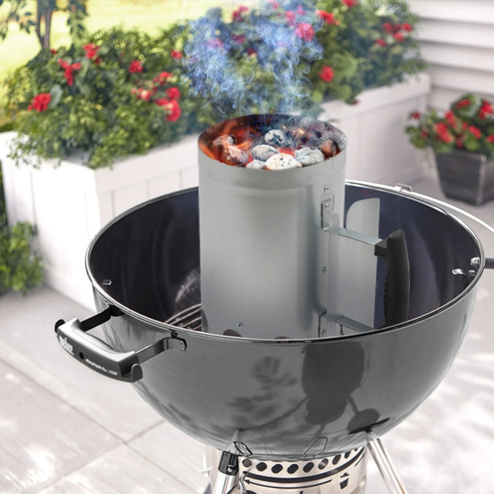 Charcoal Chimney Starter Cylindrical BBQ Chimney Starter Portable Long-Lasting Zinc Steel for Grilling