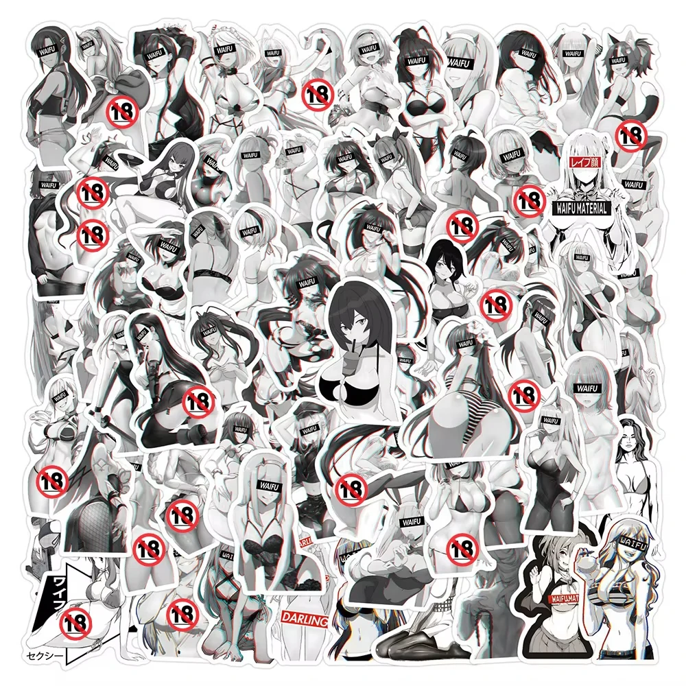 10/30/50/110Pcs Kawaii Anime Sexy Girls Graffiti Sticker DIY Cartoon WAIFU Hentai Waterproof Skateboard Guitar Luggage Decals