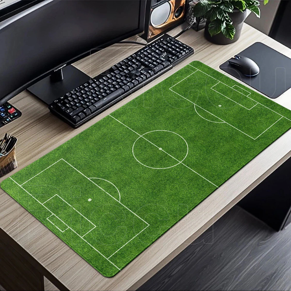 Fußballplatz-Mauspad, Fußball-Tischpad, Gamer, erweitertes Mauspad, Gummi, rutschfeste Schreibtischunterlage, große Computer-Tastaturmatten, 400 x 900 cm