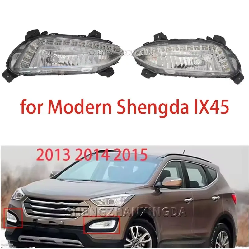 SZXD For modern SantaFe IX45 LED Fog Lamp,Car Front Bumper Grille Signal Lamp DRL,Driving Fog Lights Assembly