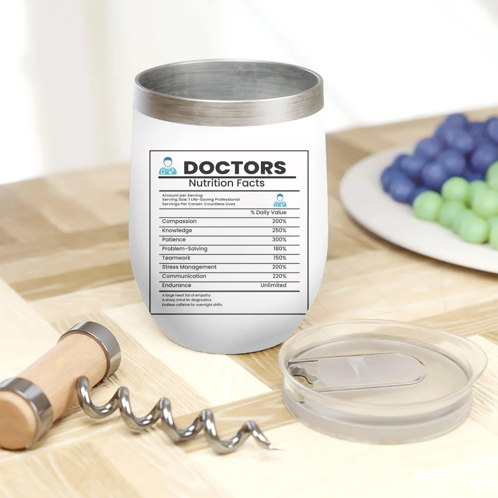 Doctor Nutrition Facts Vacuum Flasks 12oz Insulated Wine Tumbler Vacuum Coffee Mug Egg Shape Thermos Cup