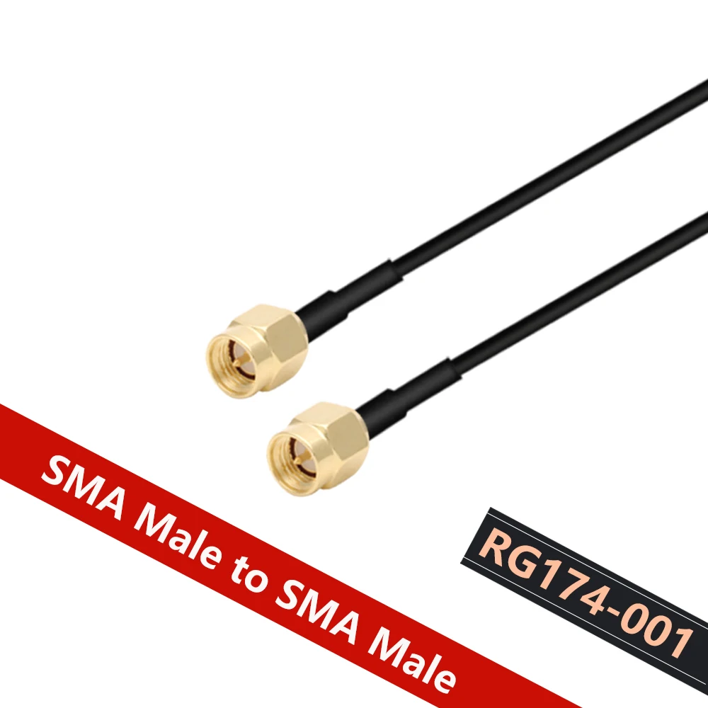 Cable Coaxial RF RG174 RP SMA conector macho a hembra extensión Pigtail Cable alimentador de cobre para antena de enrutador de tarjeta de red WiFi