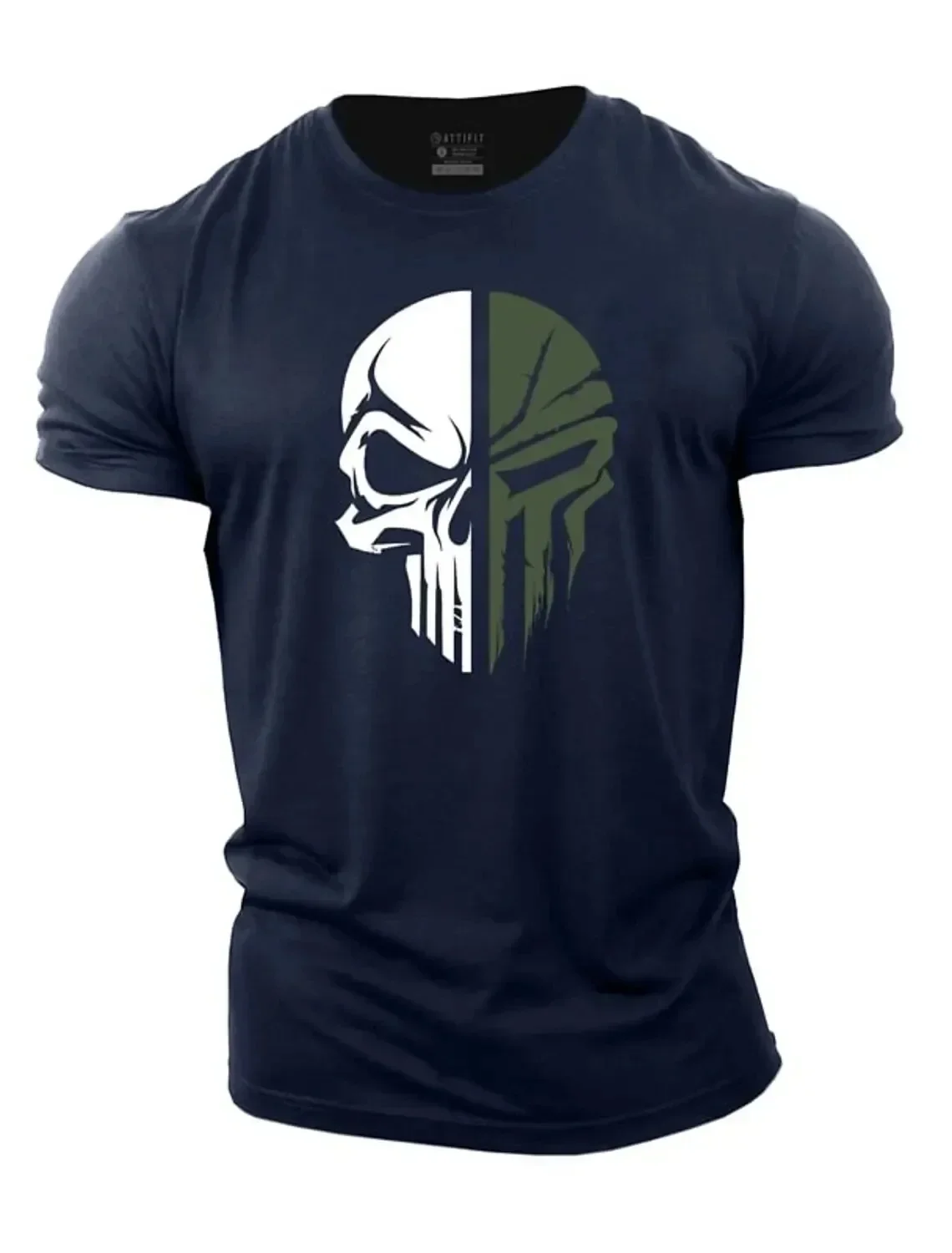 3D Men's T shirt for men Print Military Skull T Shirt Oversized Gym Short-Sleeved Sportswear Men Clothing Sport Top Tees image 3