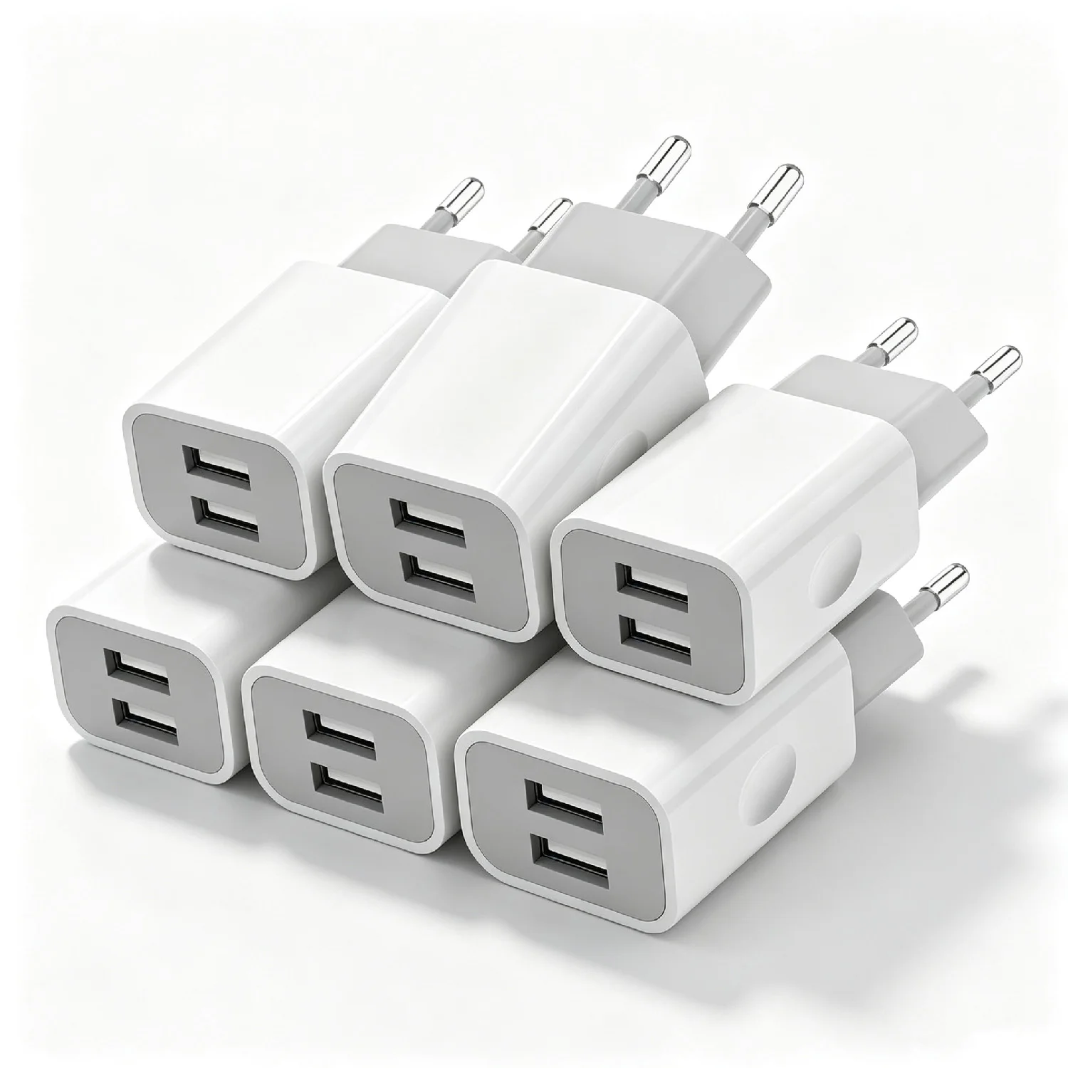 European EU Plug Dual USB Wall Charger White 5V 2A Travel Charging Power Adapter Block for Phone Samsung Xiaomi Android Phone