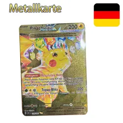 Pokemon Metal Cards in Deutsch Terastal Pikachu Arceus Charizard DIY Trading Flash Card Anime Cartoon Gift