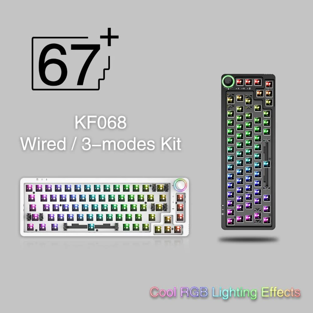 

For 3Pin/5Pin Switch TM680 Knob Hot Swap Mechanical Keyboard Kit Wireless Bluetooth 3 Mode RGB Backlit Gamer 60% Keyboard