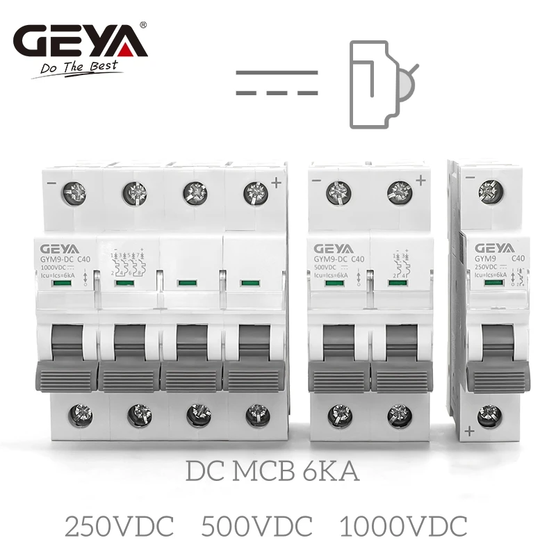 GEYA Din Rail DC MCB 6KA 2P 500V Mini wyłącznik instalacyjny DC 6A 10A 16A 20A 25A 32A 40A 50A 63A Solar DC Breaker