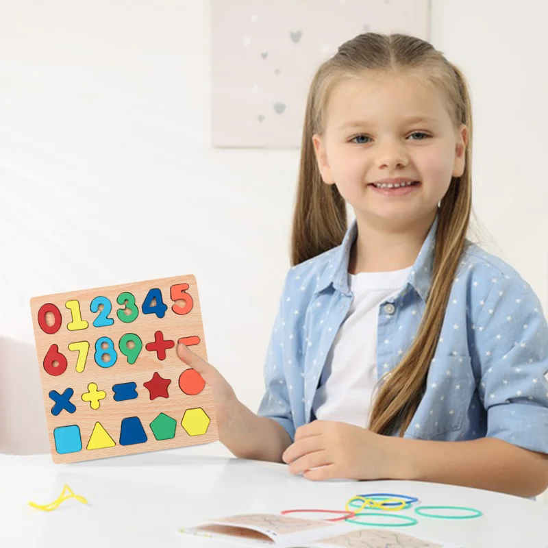 Number Puzzle For Kids Shape Recognition Toy For Kids Wooden Number Puzzle Board For Toddler Preschool Educational Toy For Boys