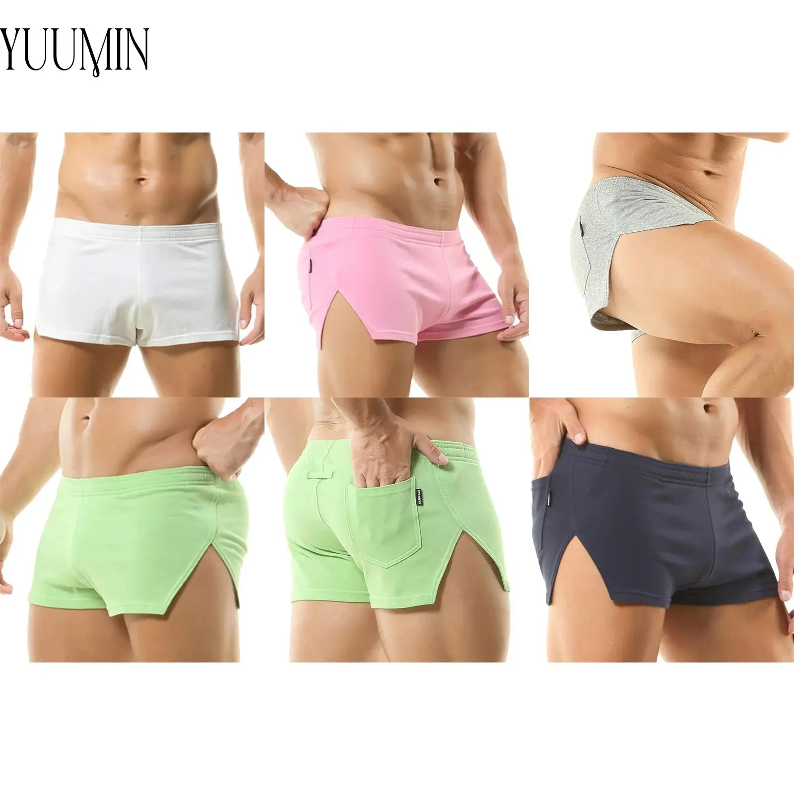 

Men's Breathable Sides Split Athletic Shorts Low-Rise Stretchy Pocket Shorts for Running Jogging Workout Sportswear Beachwear