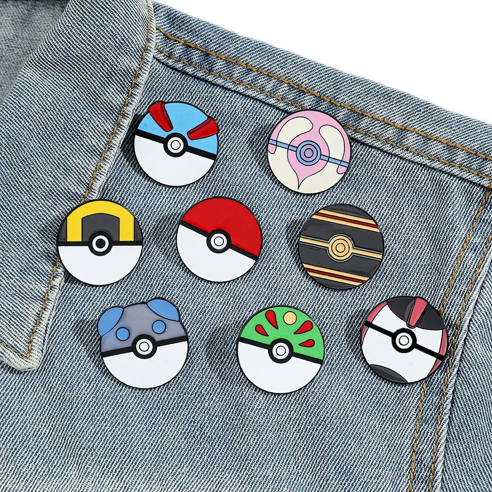 Pokemon Anime Pin Pikachu Pokeball Enamel Pin Halloween Accessories Brooches for Women Cartoon Brooches for Friends Gifts