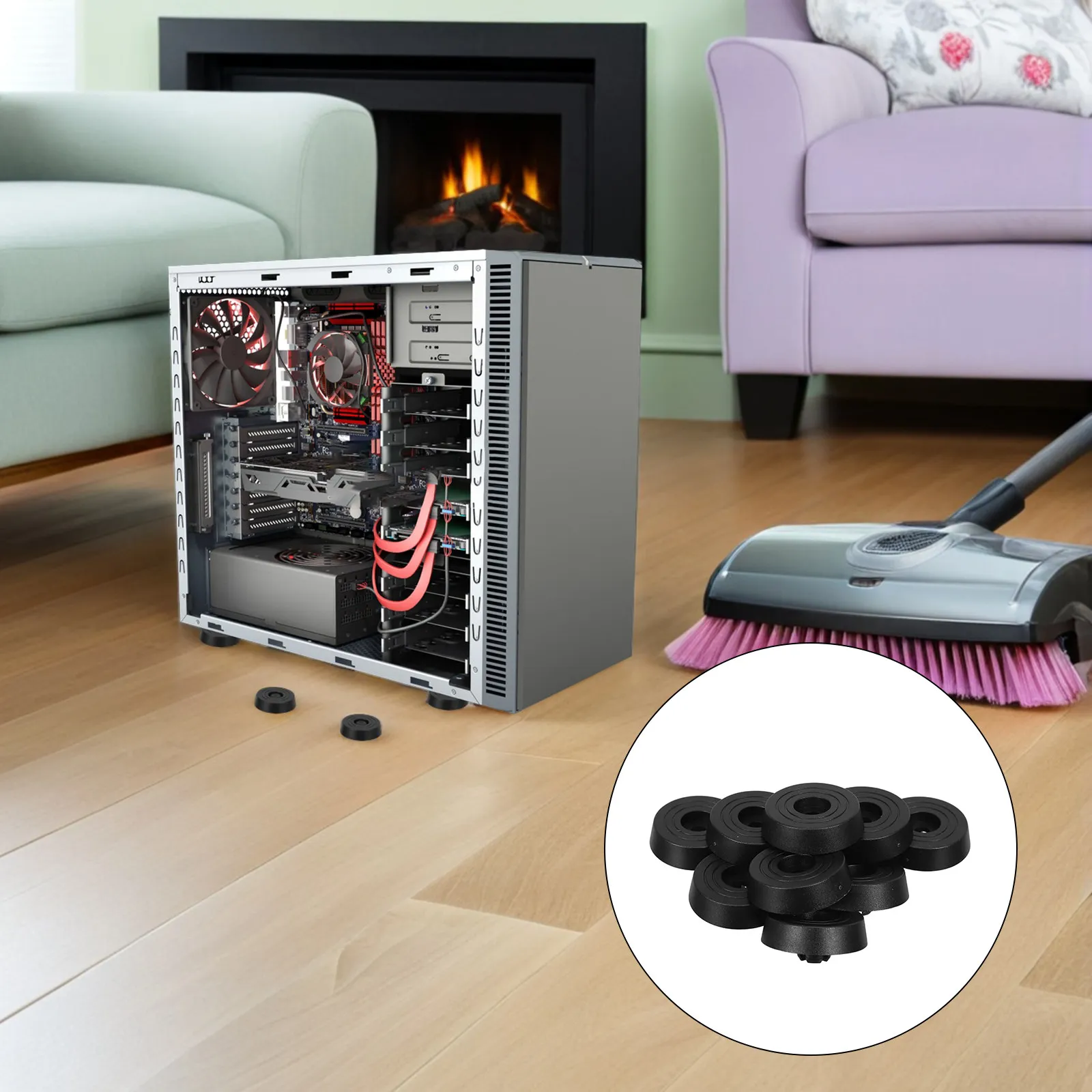 20Pcs Computer Case Stand Feet Anti-Vibration Pads Shock-Absorbing Non-Skid Replacement Feet for Gaming Pc Chassis Floor