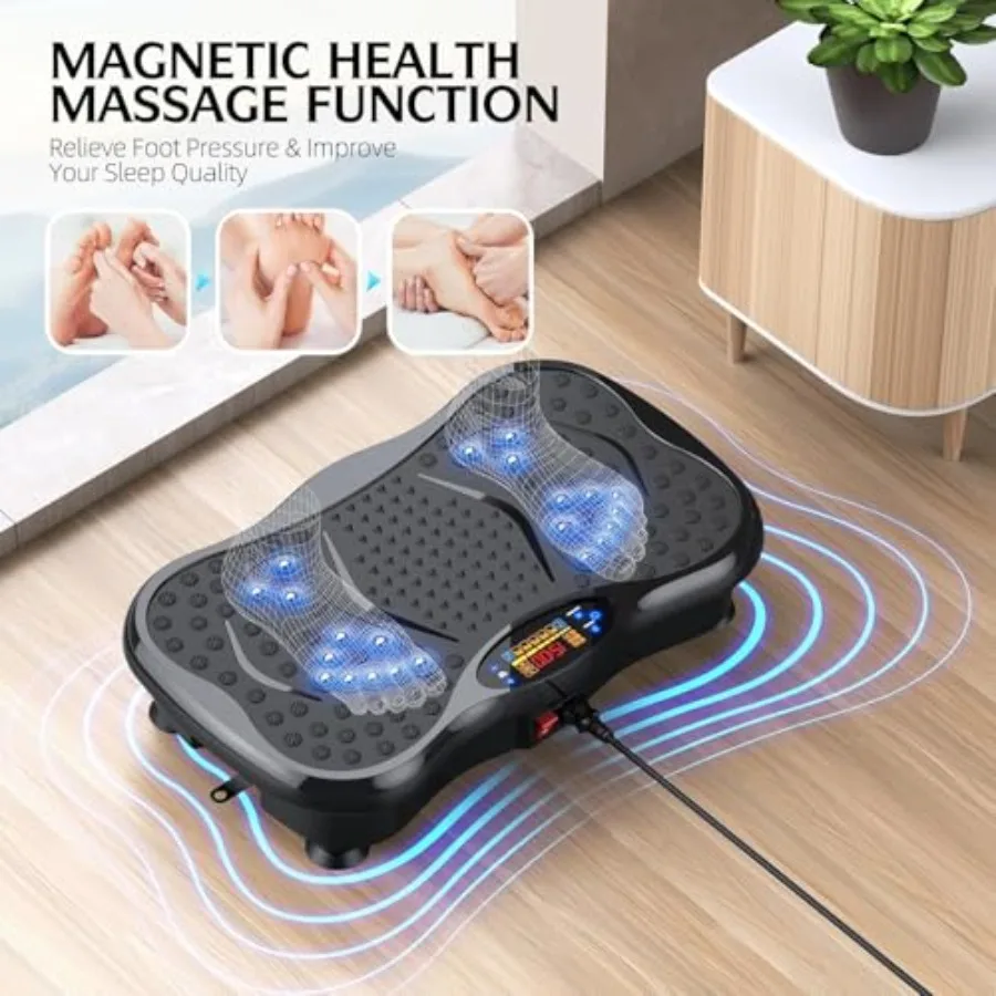 Vibration Plate Exercise Machine for lymphatic drainage and muscle recovery pure black ABS plastic multiple speeds with Bluetoo