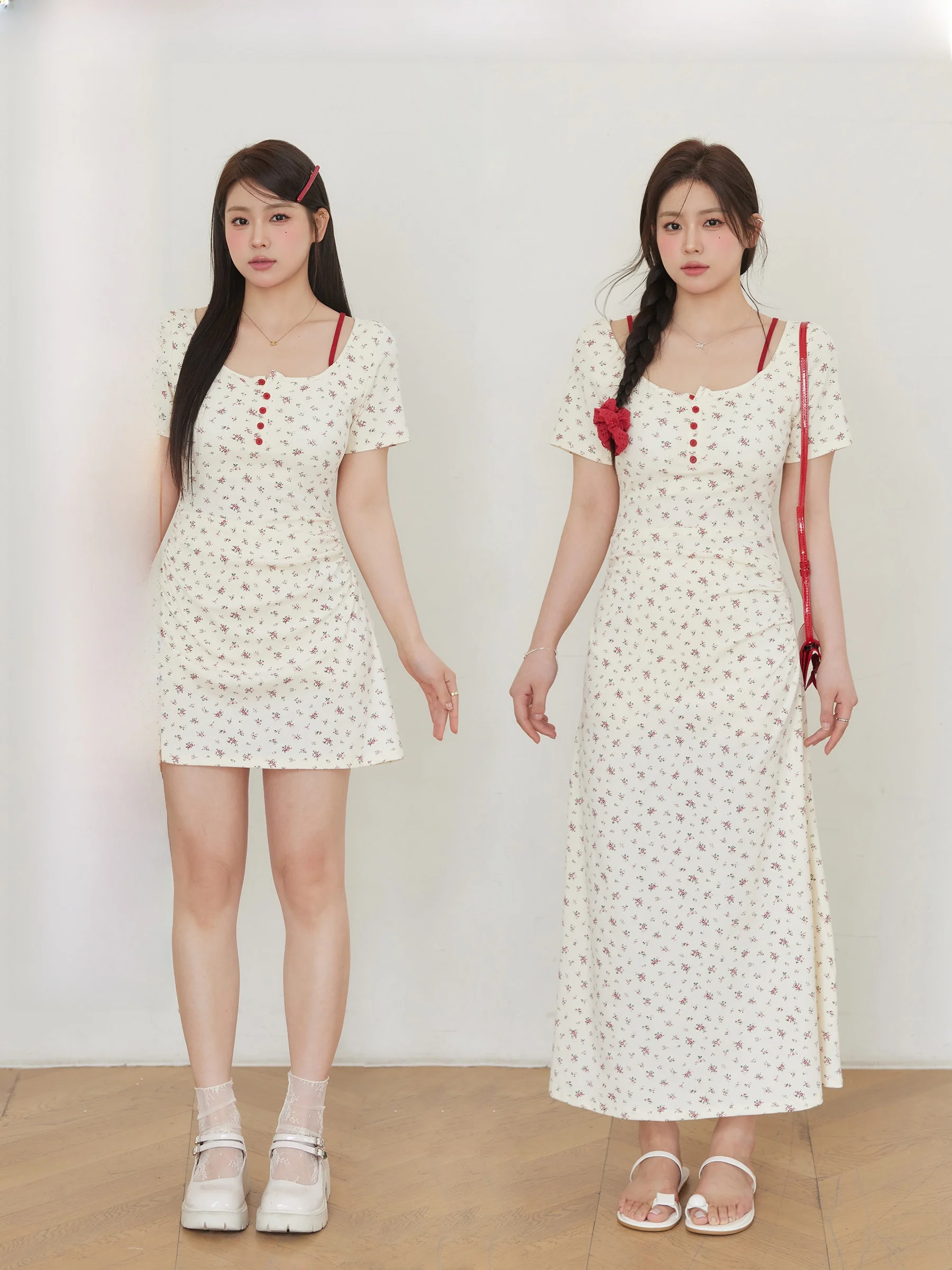 

Jululook Large Size Floral Print Wrap around Skirt Dress Slimming A-Line Summer Casual Wear for plus Size Women