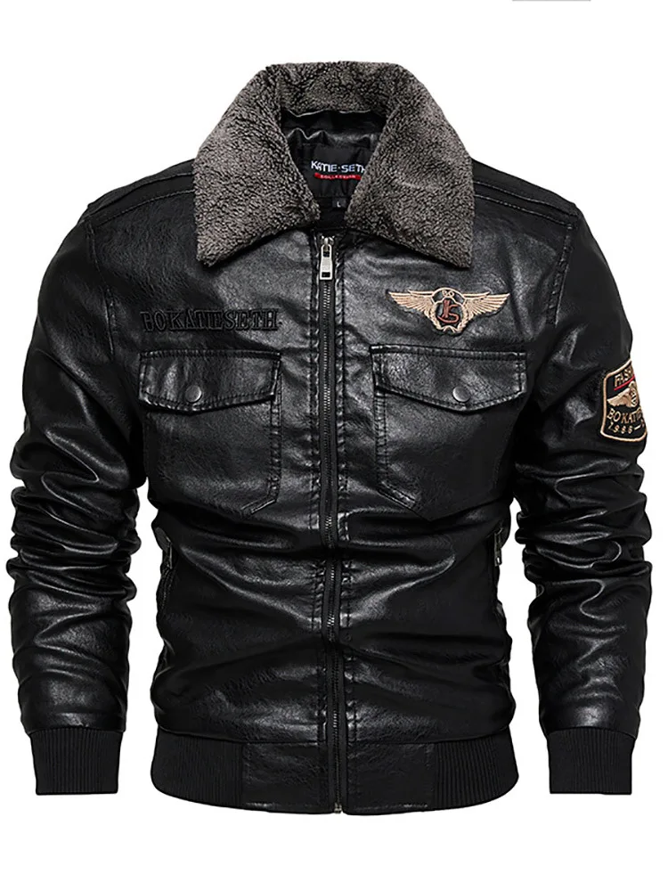 

Men's Faion Slim Fit Fce Lined PU Leather Jaet Stand Collar Long Sve Casual Outerwear Chinese Brand Autumn Winter