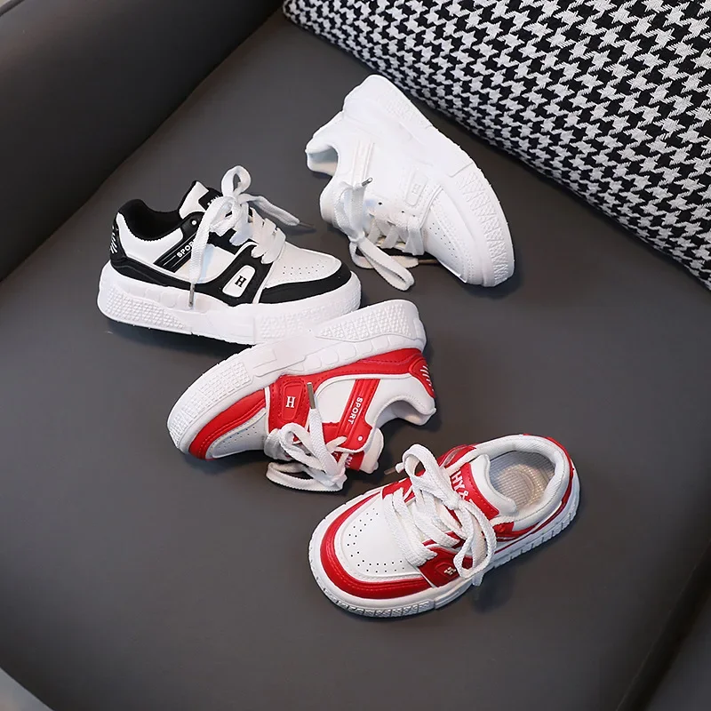 Spring New Baby Sports Shoes Children's Casual Trend Running Shoes Fashion Contrasting Colors High-Top Board Shoes Kids Sneakers