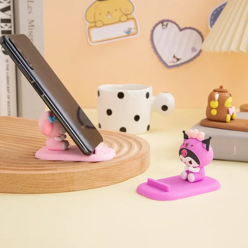 Sanrio Creative Mobile Phone Tablet Stand Cute Anime Characters Kuromi My Melody Hello Kitty Desktop Ornaments Accessories