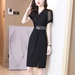 Women's Long Sleeve Dresses Black Female Dress A Line Spring Autumn Retro Elegant Chic Fashion Summer 2025 Korean On Promotion G