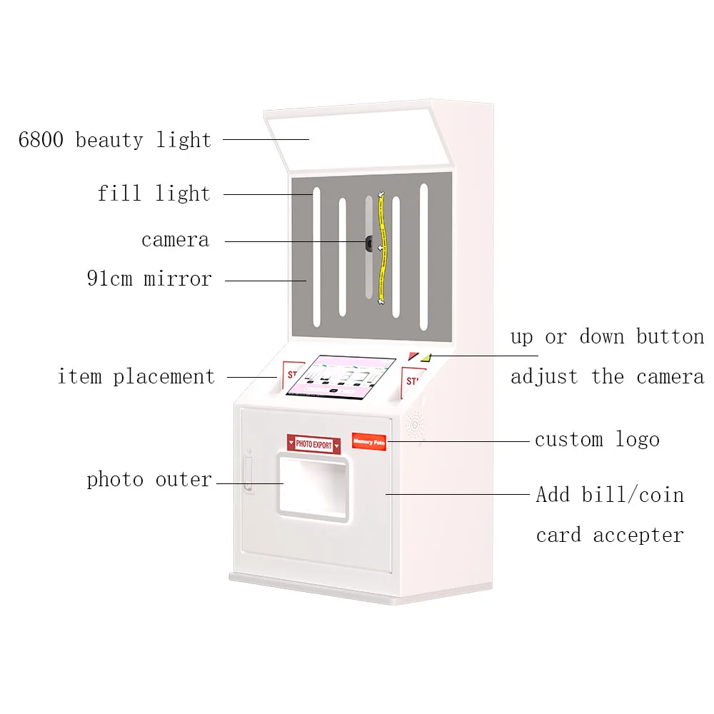 customize Wooden Vintage Exclusive Photo Booth Kiosk Touch Screen Selfie Instant Print Photo Booth Machine with Camera