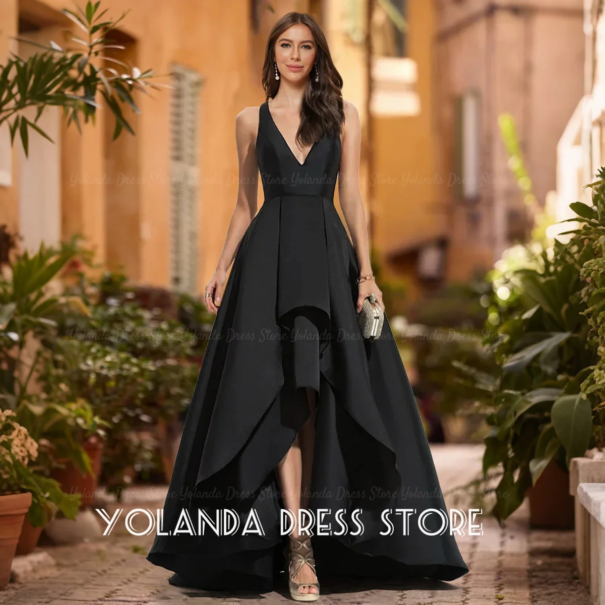 

Yolanda Women's Wedding Party A-Line Princess V-neck Sleeveless Mother of the Bride Dresses 2026 High-low Prom Dresses Custom