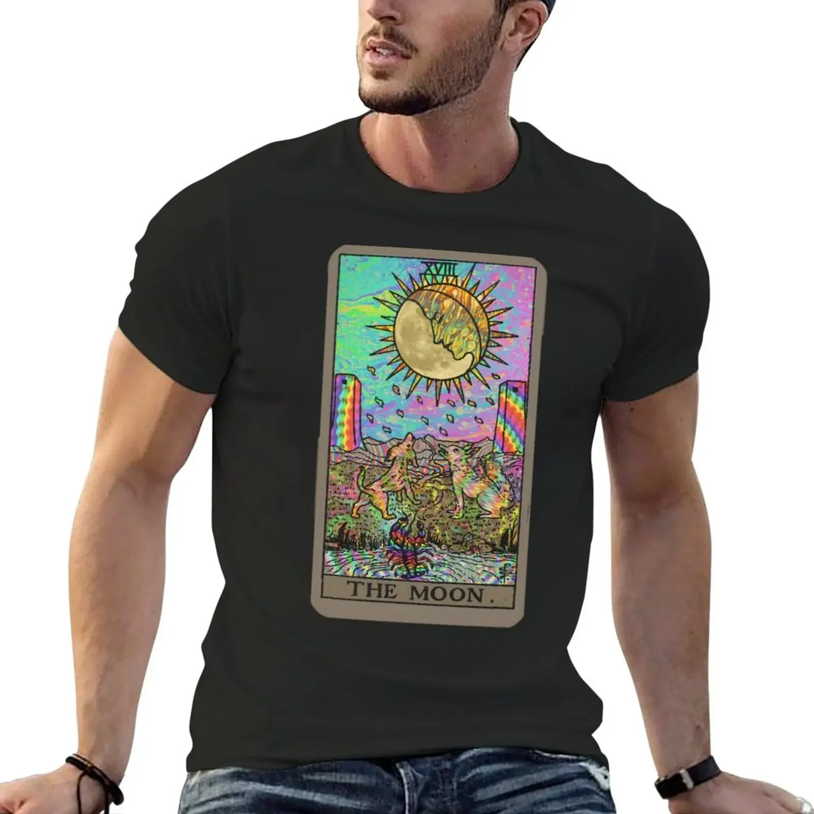 

Psychadelic Tarot- The moon T-Shirt plus sizes vintage anime shirt fitted t shirts for men