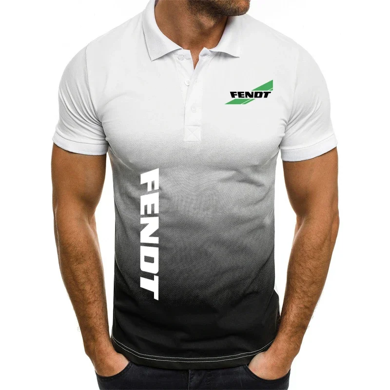 POLO degradado para hombre, camiseta de golf con estampado de Fendt, Hip hop, de calle, de manga corta, de marca superior, de verano, novedad de 2024