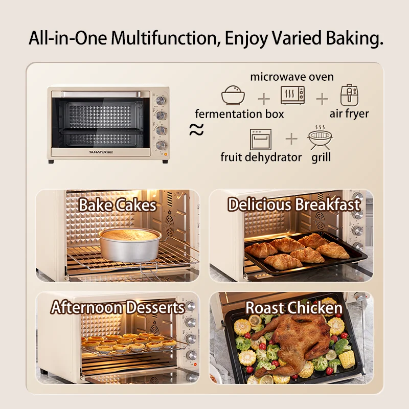 SUNATUR 2200w hot air circulation oven small commercial baking pizza toaster oven 60L Electric table oven household pastry oven view 4