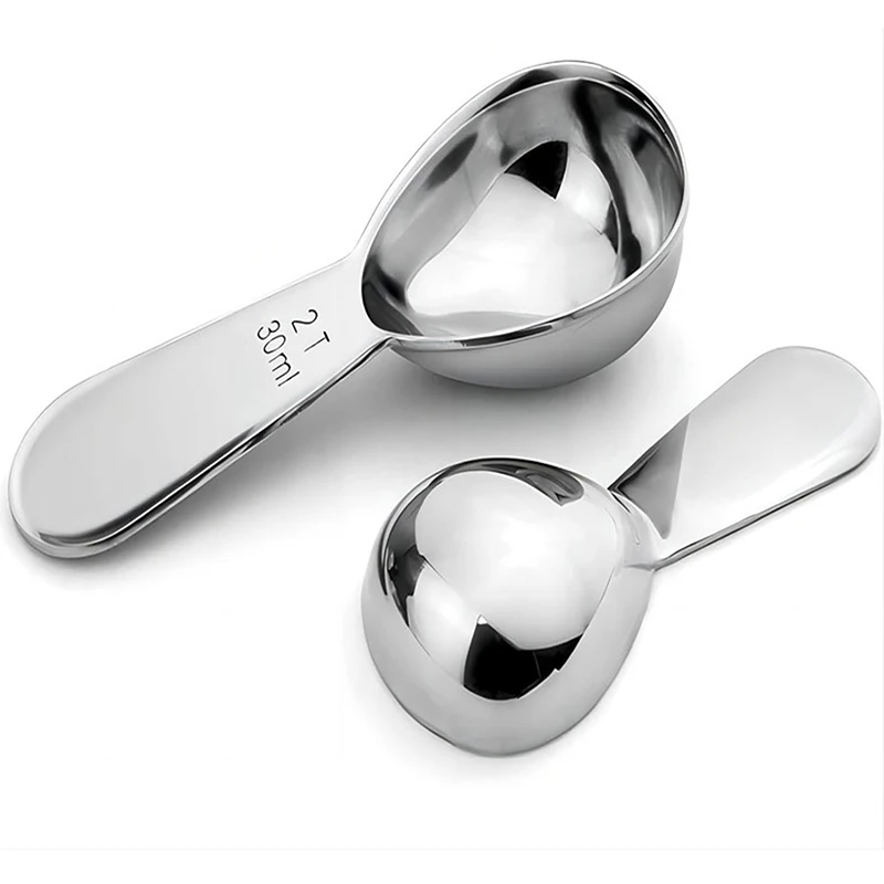 

1Pc Stainless Steel Coffee Bean Measuring Spoon Powder Scoop with Graduated Scale 30ml 15ml Baking Tools