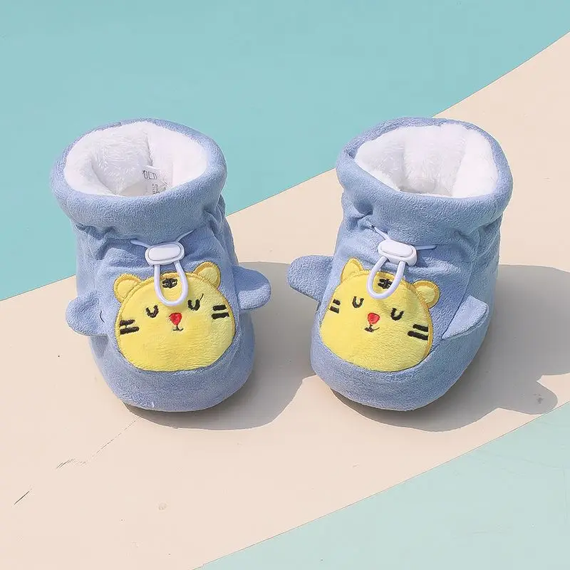 Baby Soft Sole Prewalker Shoes Warm Fleece Lined Cotton Booties for Infants 0-12 Months Unisex Fall Winter Crib Shoes