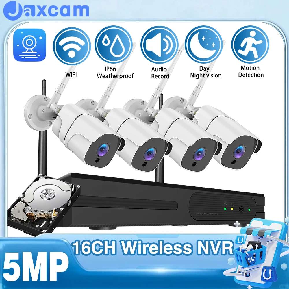 

5MP Full HD 16CH Wireless NVR Security WIFI IP Cameras System Kit Smart Outdoor Surveillance CCTV Audio Video WIFI Recorder Kit