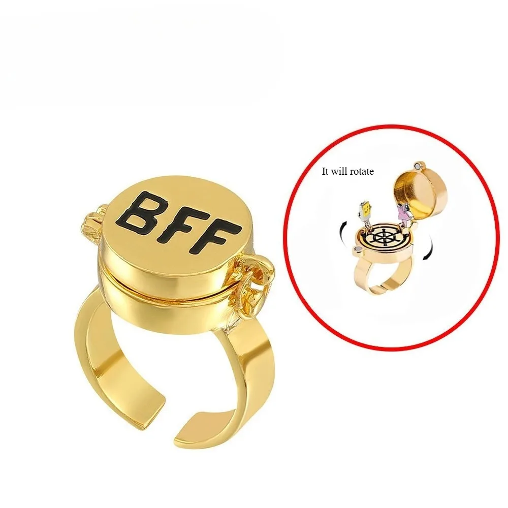

2pcs Creative Cute Cartoon Anime BFF Ring Friendship Open Ring for Best Friends "Forever Best Friends" Gift Daily Wear Jewelry