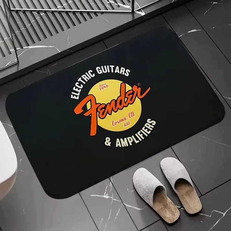 Electric Guitar Theme Doormat Non Slip Indoor Front Entrance Rug Home Room Decor Soft Flannel Floor Mat for Music Lovers