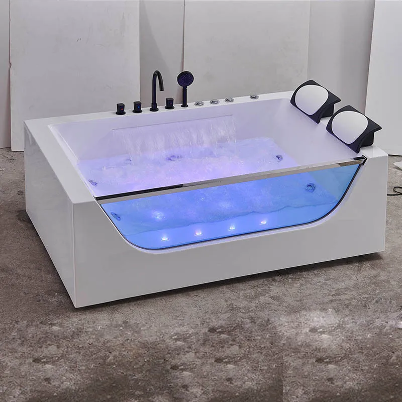 

Foshan manufacturer double couple large apartment acrylic jacuzzi intelligent rectangular waterfall surf bathtub