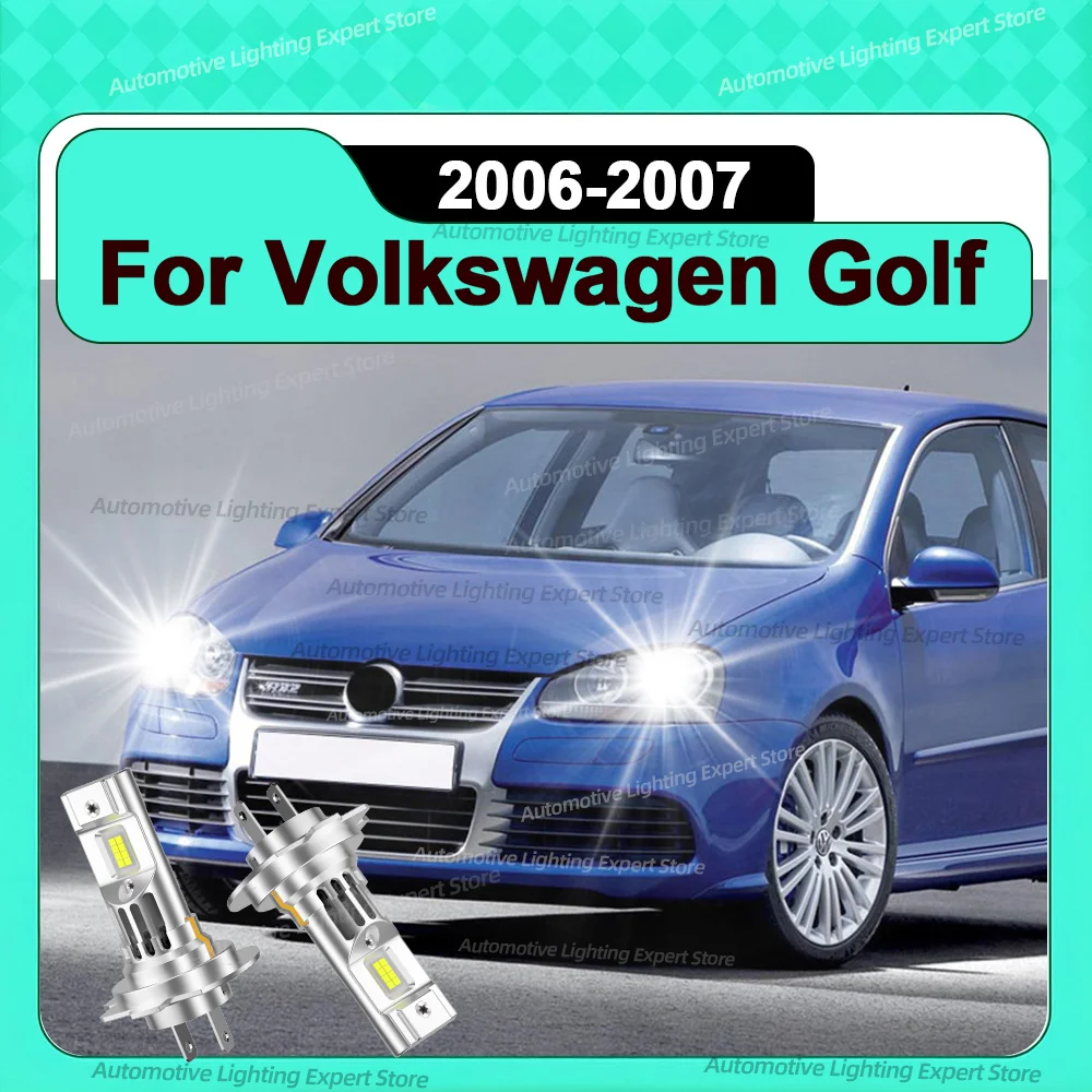 

2 шт. турбо светодиодный мини-налобный фонарь размера 1:1, лампы для фар с вентилятором 6000K для Volkswagen Golf 2006-2007